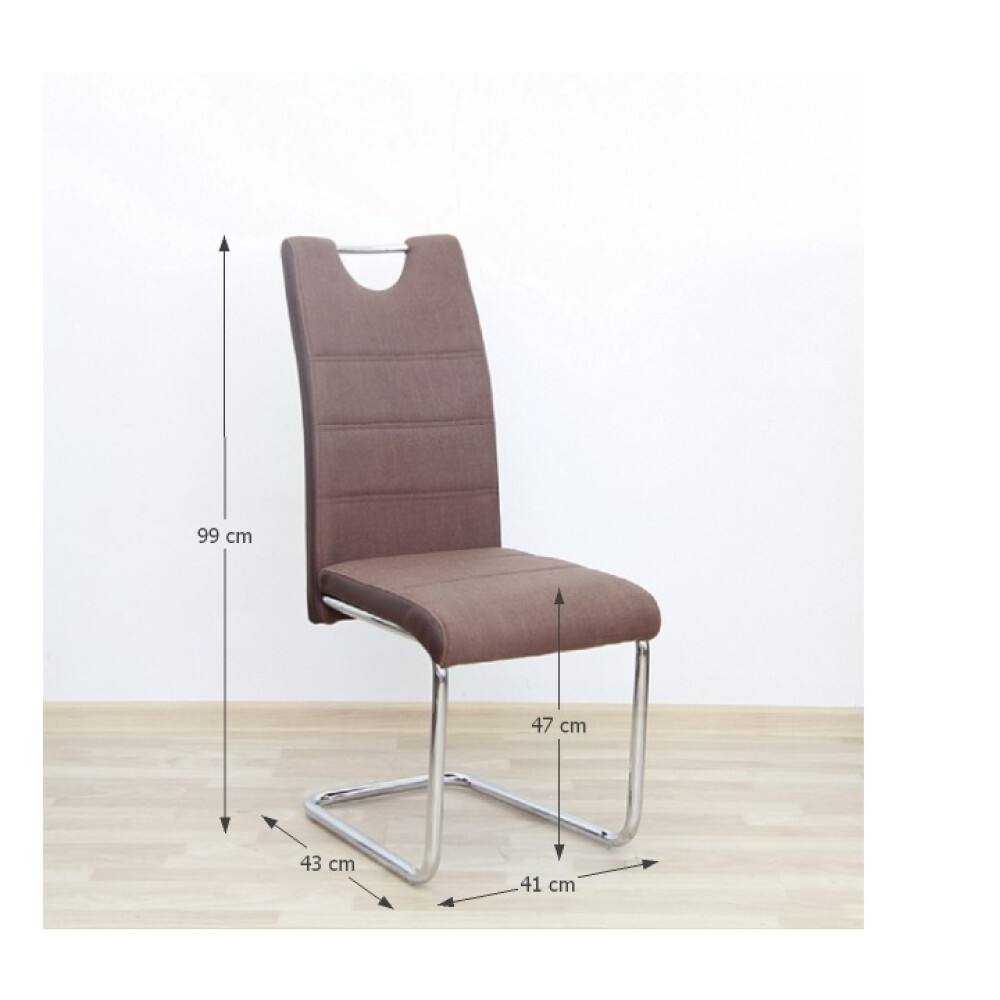Scaun, material textil maro/piele ecologică maro/crom, IZMA