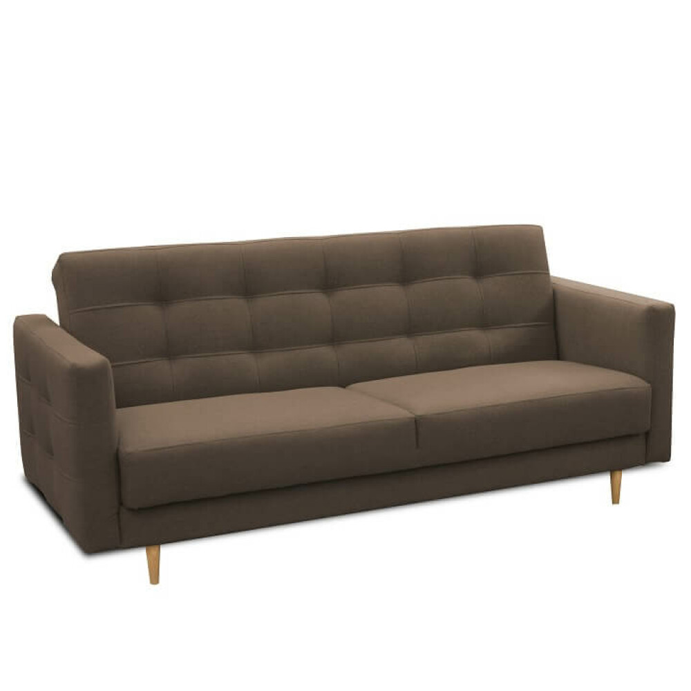 Colţar cu 3-locuri tapiţat, material ciocolatiu, AMEDIA