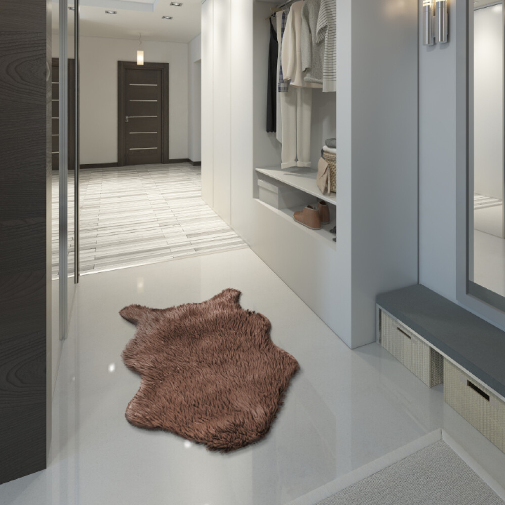 Blană artificială, gri-maro-taupe/argint, 60x90, FOX TYP 4