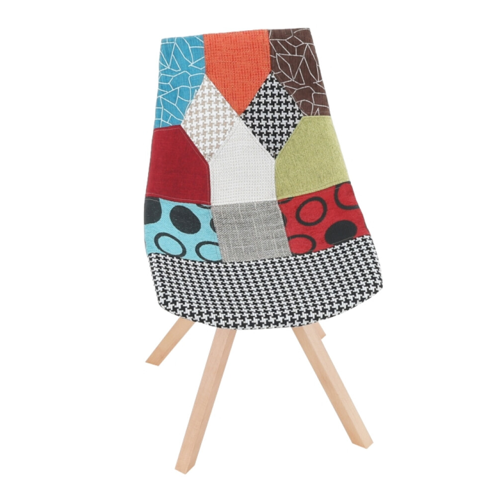 Scaun, ţesătură patchwork/lemn, KIMA  NEW TYP 2