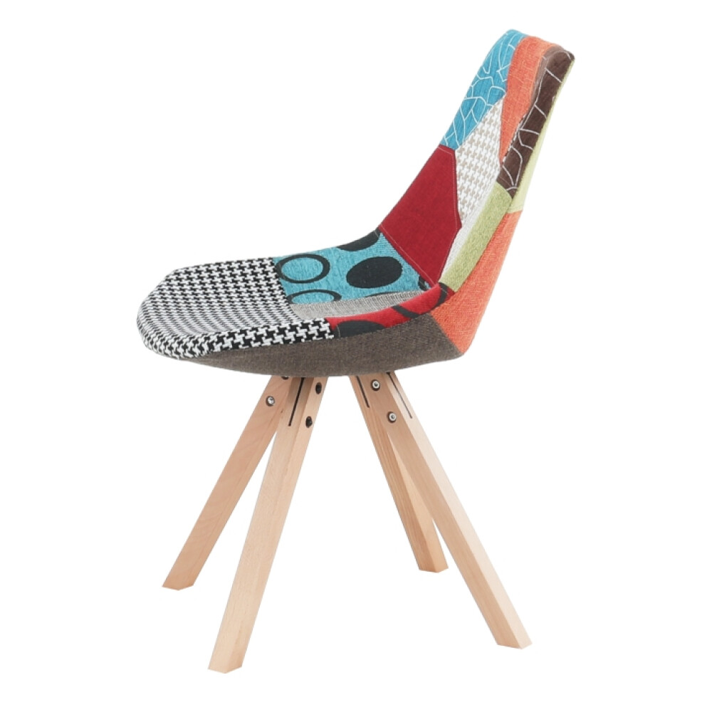 Scaun, ţesătură patchwork/lemn, KIMA  NEW TYP 2