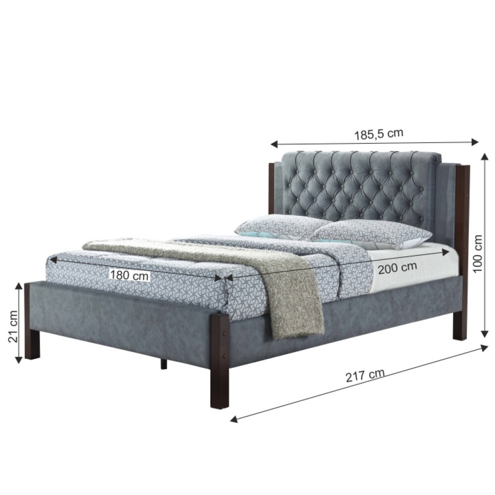 Pat, material textil gri, 180x200, KAROLA NEW