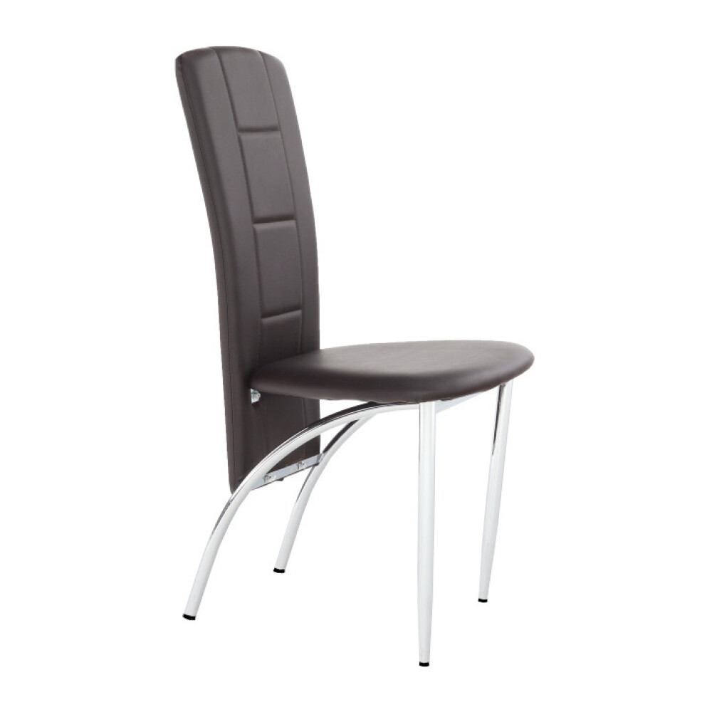 Scaun, piele eco maro închis/crom, FINA