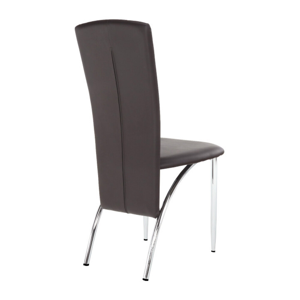 Scaun, piele eco maro închis/crom, FINA