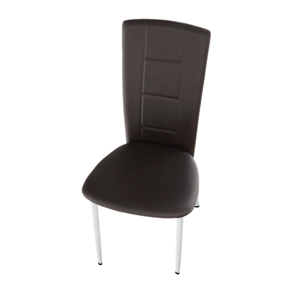 Scaun, piele eco maro închis/crom, FINA