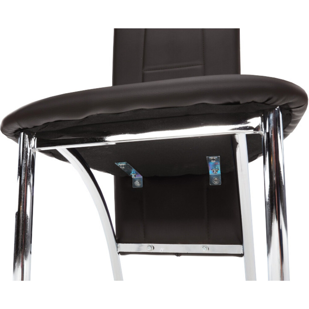 Scaun, piele eco maro închis/crom, FINA