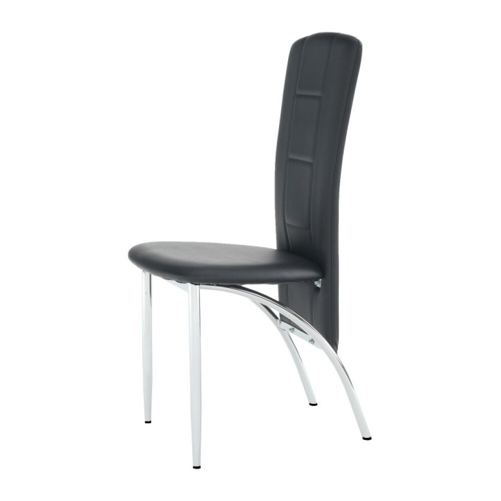 Scaun, piele eco neagră/crom, FINA