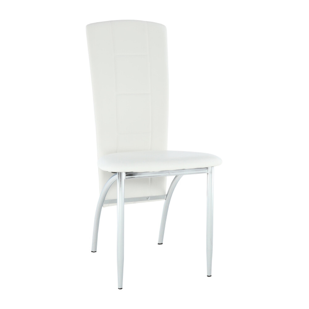 Scaun, piele eco albă/crom, FINA