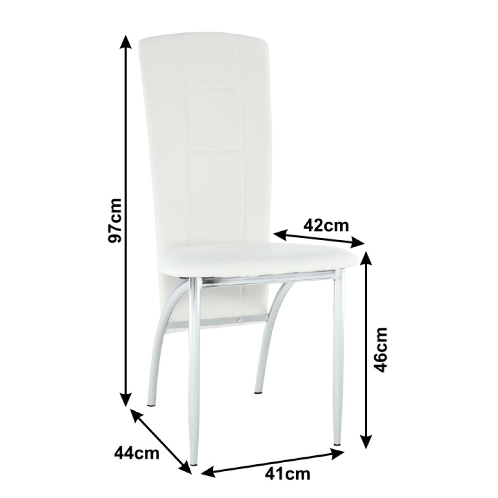 Scaun, piele eco albă/crom, FINA