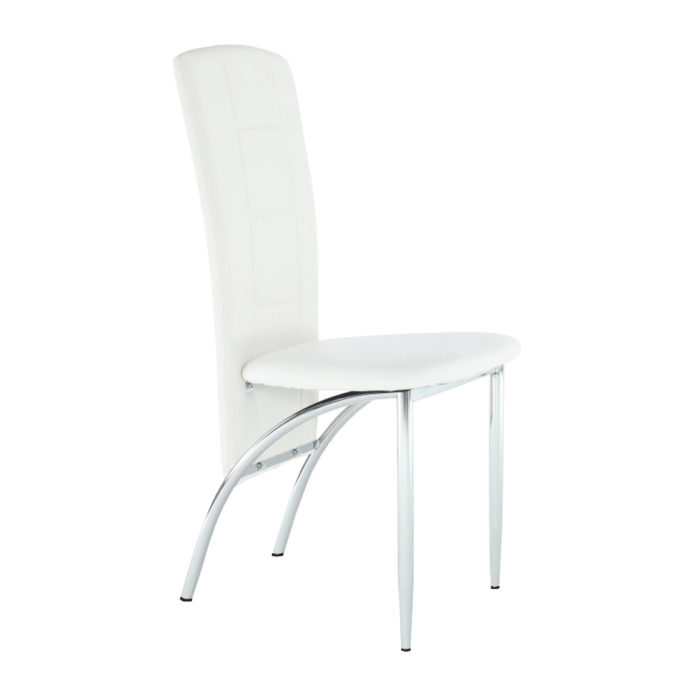 Scaun, piele eco albă/crom, FINA