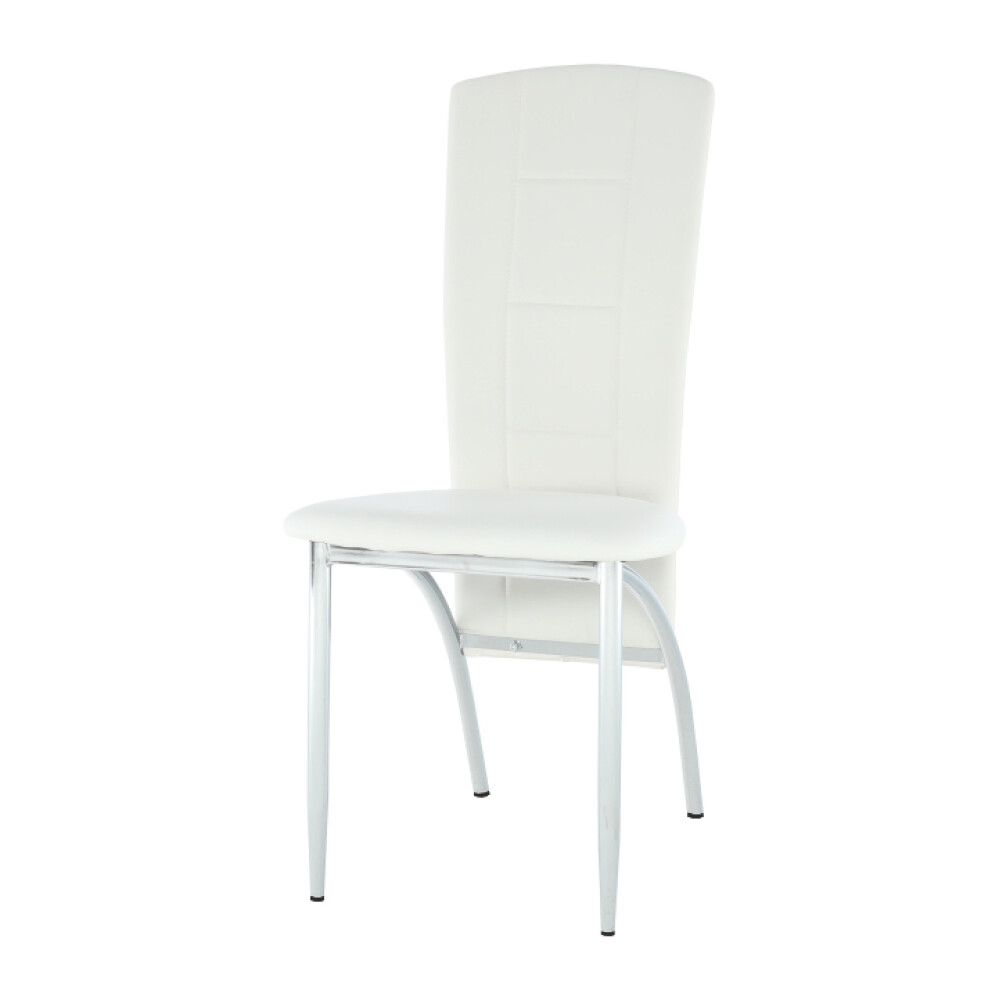 Scaun, piele eco albă/crom, FINA