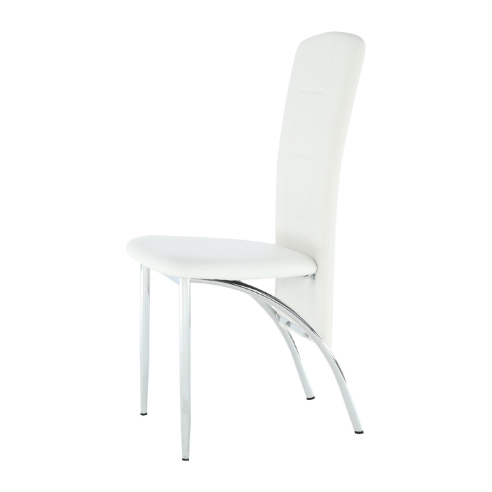 Scaun, piele eco albă/crom, FINA