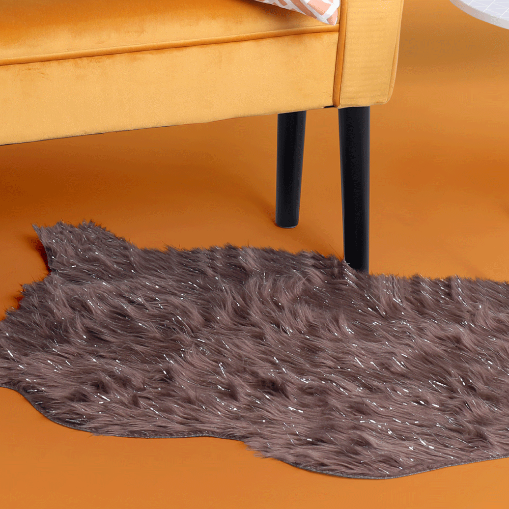 Blană artificială, gri-maro-taupe/argint, 60x90, FOX TYP 4