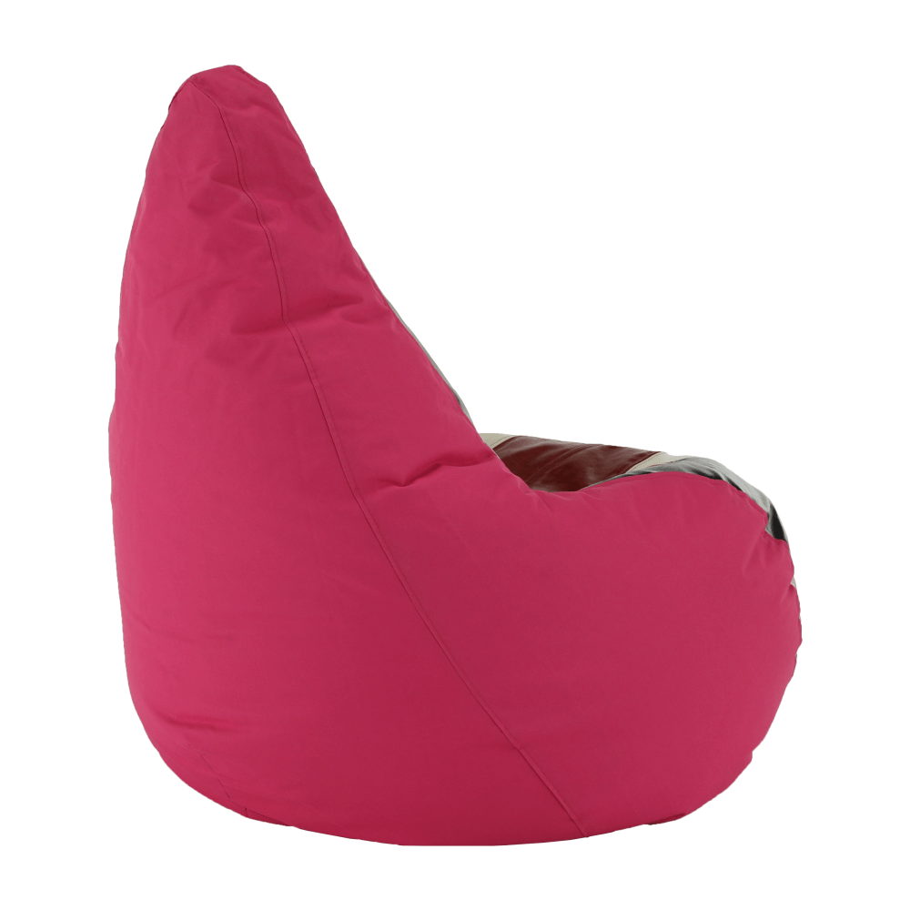 Fotoliu tip sac, roşu/piele ecologică albă, FRESNO