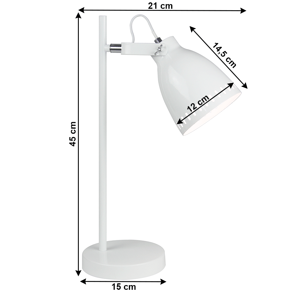 Lampă de masă, albă / metalică, AIDEN TIP 1
