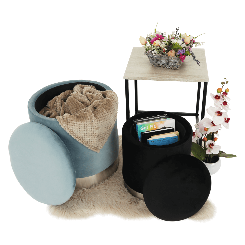 Set două taburete, gri/crom argintiu şi negru/crom argintiu, AIGUL SET