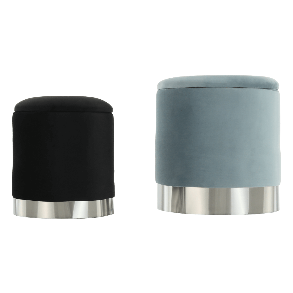 Set două taburete, gri/crom argintiu şi negru/crom argintiu, AIGUL SET