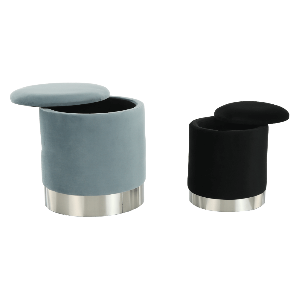 Set două taburete, gri/crom argintiu şi negru/crom argintiu, AIGUL SET