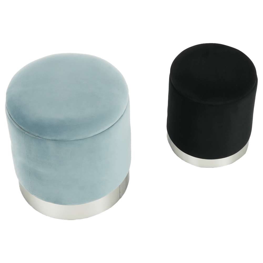 Set două taburete, gri/crom argintiu şi negru/crom argintiu, AIGUL SET