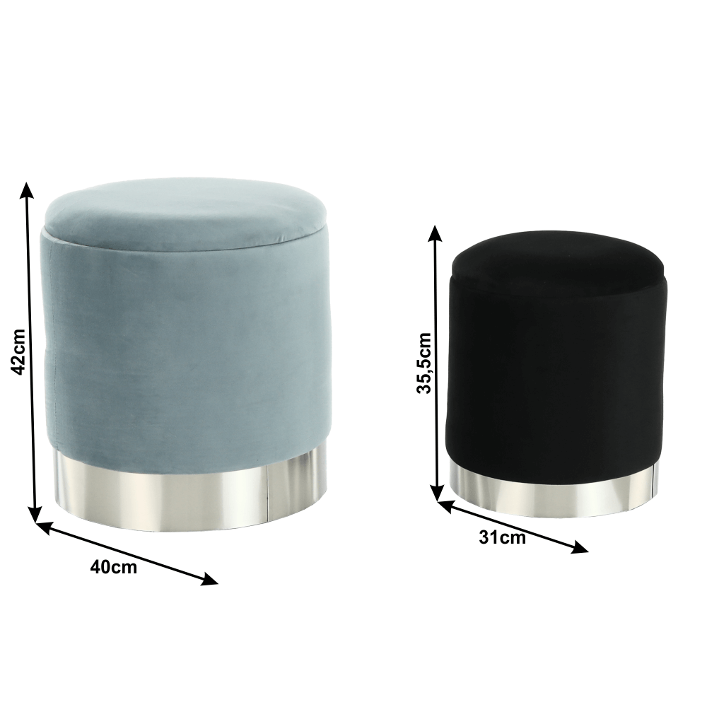 Set două taburete, gri/crom argintiu şi negru/crom argintiu, AIGUL SET