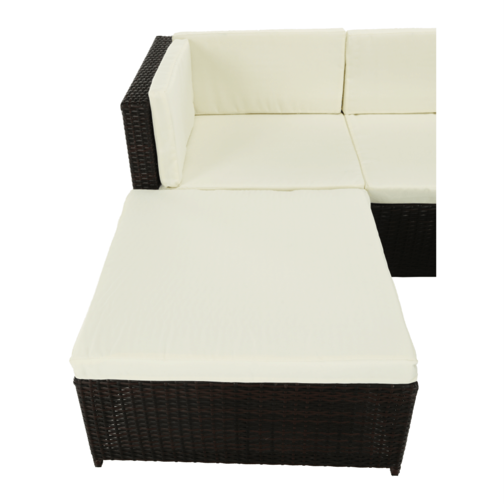 Set grădină 2 piese din ratan, maro închis/crem, ALERA
