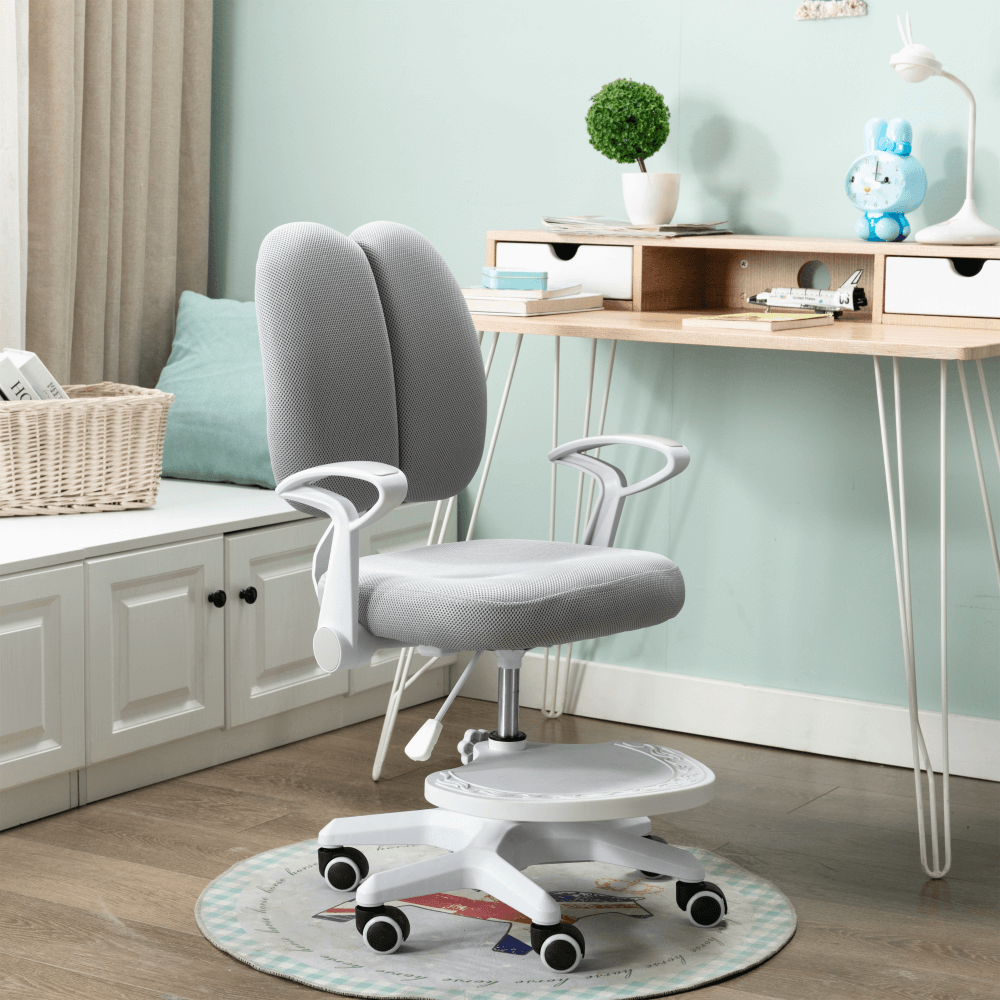 Scaun reglabil cu suport pentru picioare şi curele, gri/alb, ANAIS