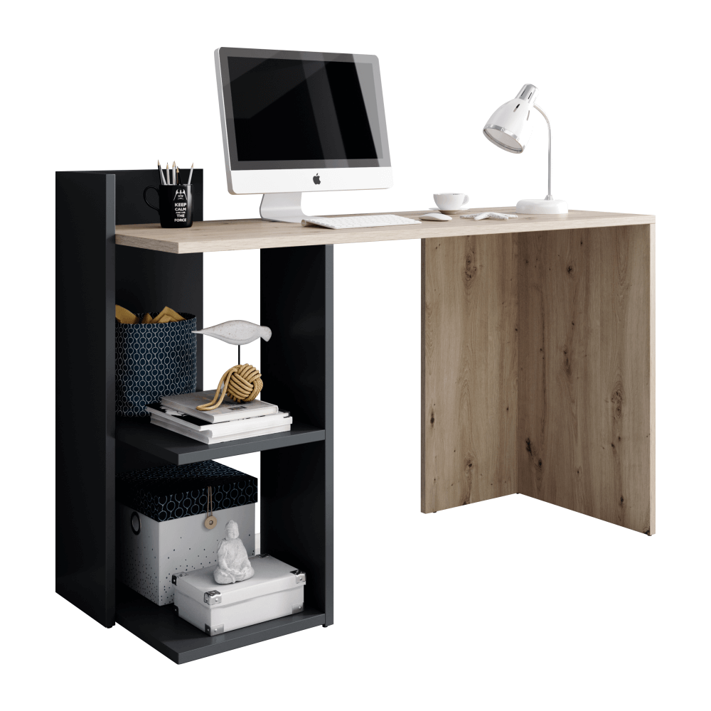 Masă PC, stejar artisan/grafit-antracit, ANDREO