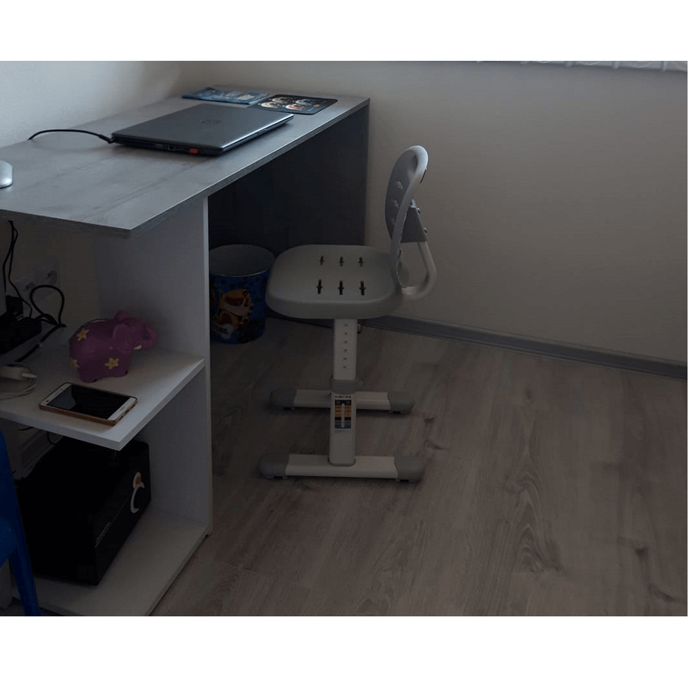 Masă PC, beton/alb mat, ANDREO