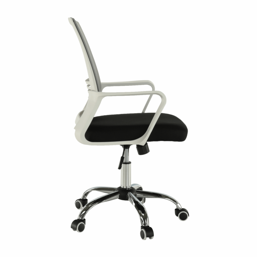 Scaun de birou, plasă gri/ material negru / plastic alb, APOLO