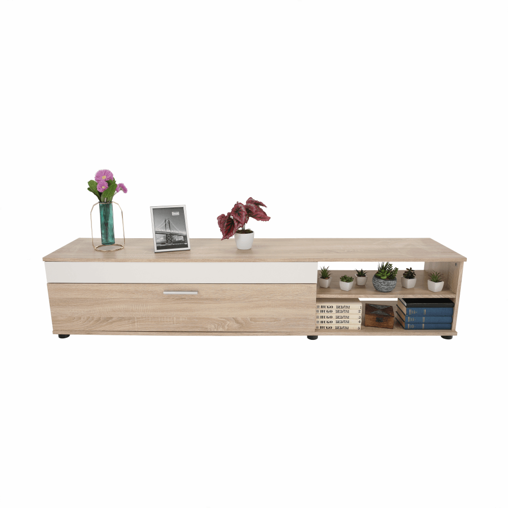 Mobilier de living, alb/stejar sonoma, ASOLE