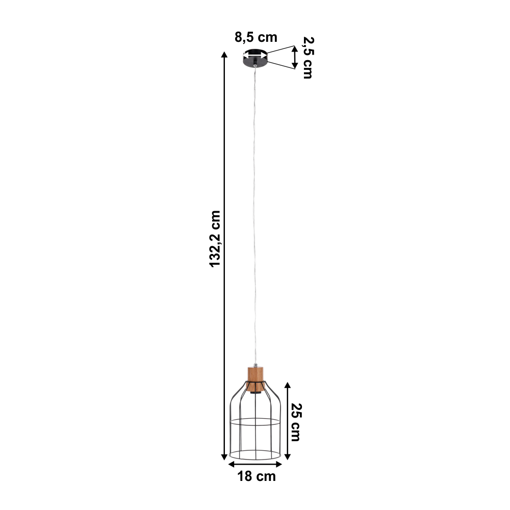 Lampă suspendată, neagră / metalică, ASTOK