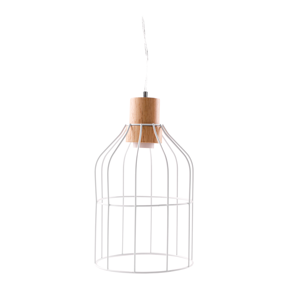 Lampă suspendată, albă / metalică, ASTOK