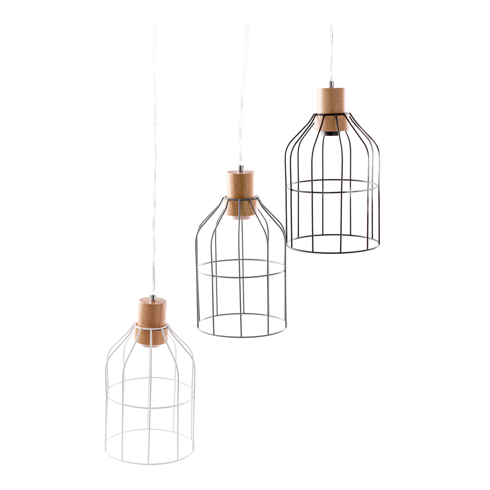 Lampă suspendată, albă / metalică, ASTOK