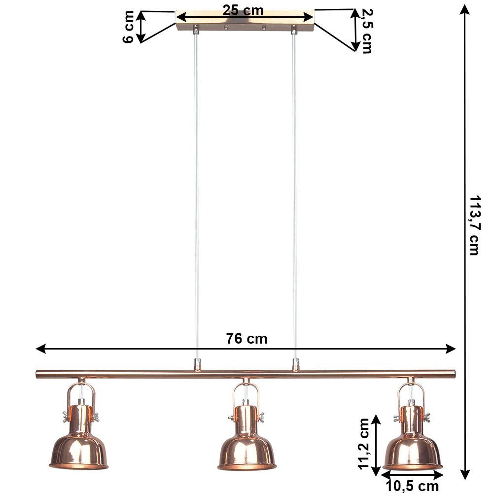Lampă suspendată în stil retro, metal, roz auriu, AVIER TIP 4