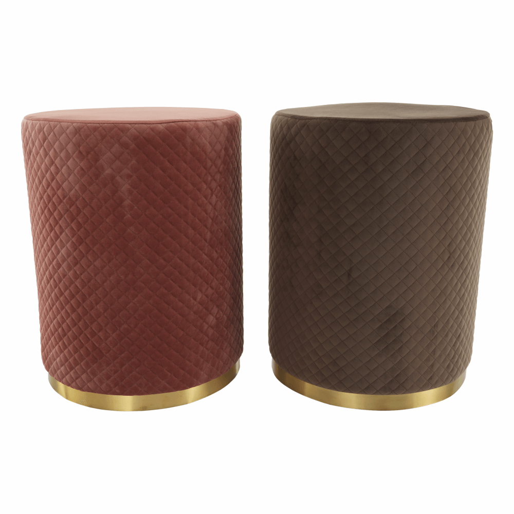 Taburet, catifea Velvet roz/vopsea aurie, BARICA