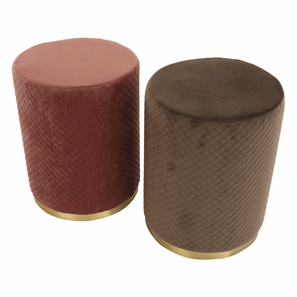 Taburet, catifea Velvet roz/vopsea aurie, BARICA