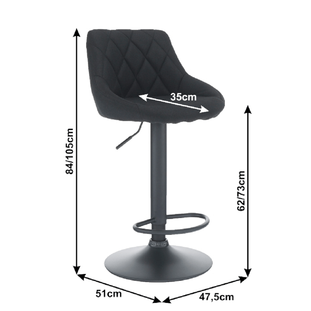 Scaun bar, material textil negru, TERKAN