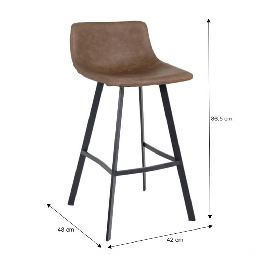Scaun de bar, maro închis/metal negru, FALUN