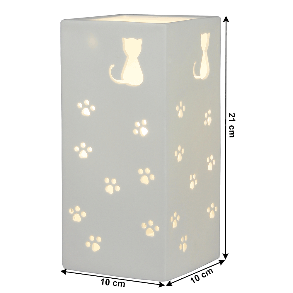 Lampă de masă din ceramică, model alb / pisică, BELLE TIP 2