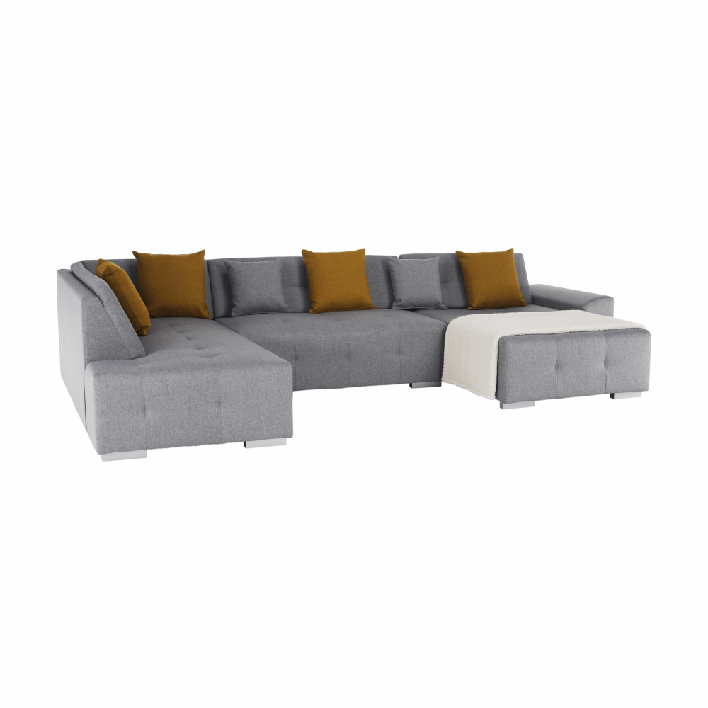 Canapea, gri/muştar, model stânga, BELLIS U