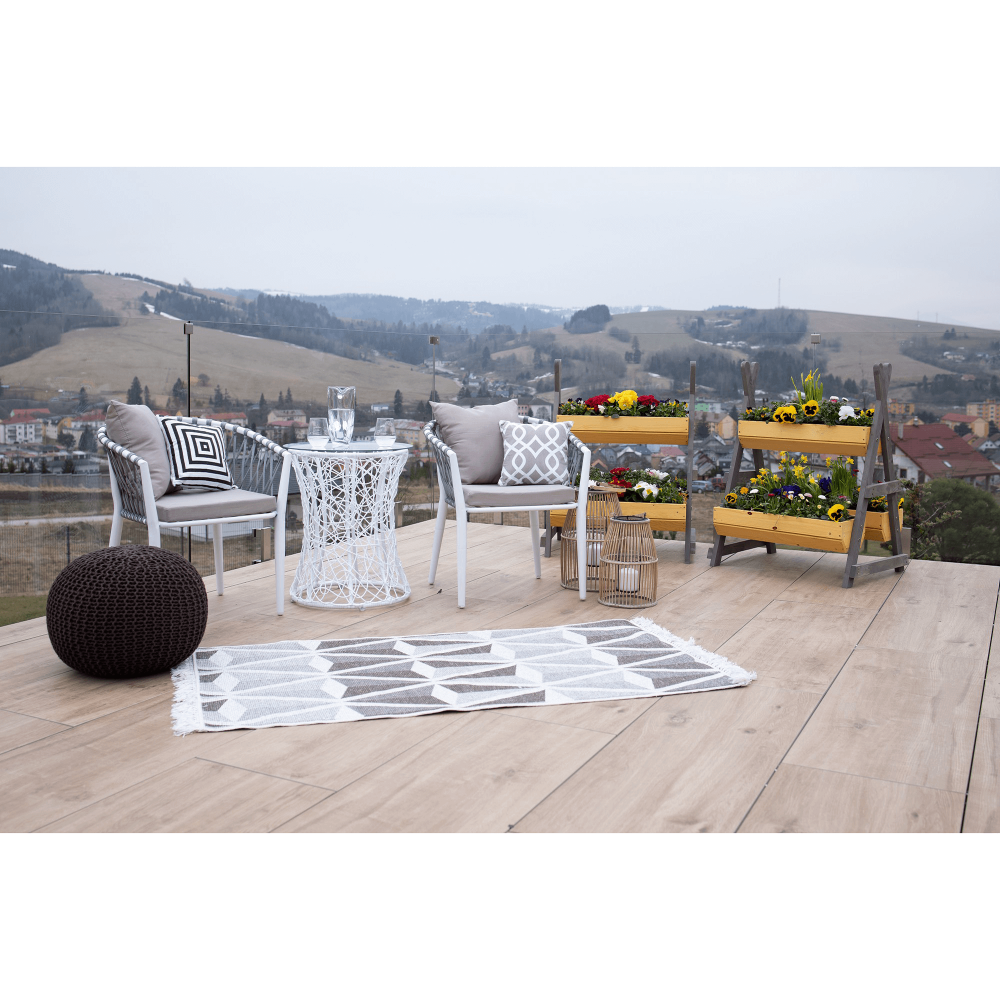 Suport pentru flori din lemn, natural / gri, BERON