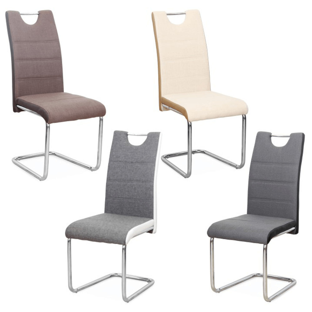 Scaun, material textil bej/piele ecologică bej/crom, IZMA