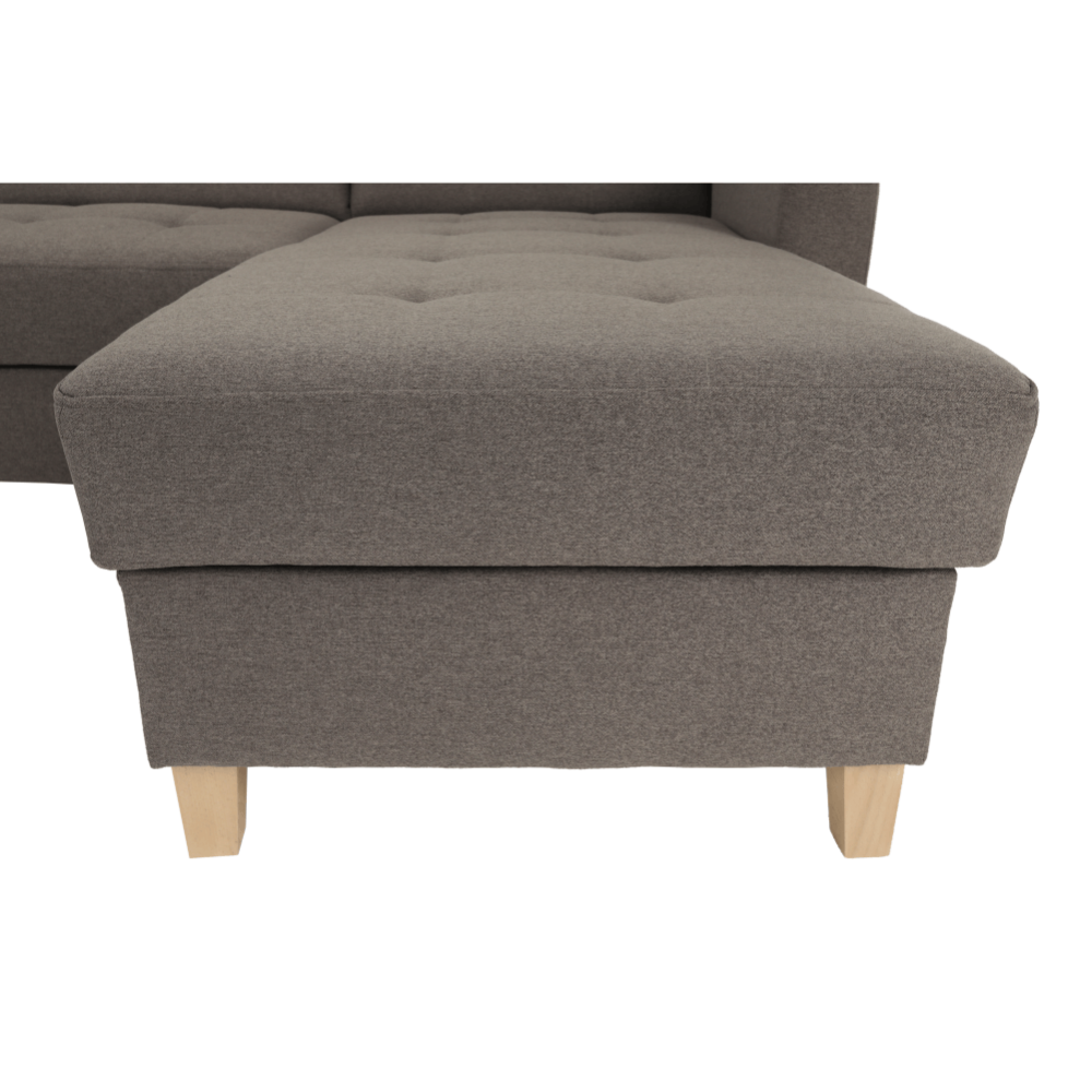 Colţar, material textil gri maroniu TAUPE, model dreapta, BRIDGET
