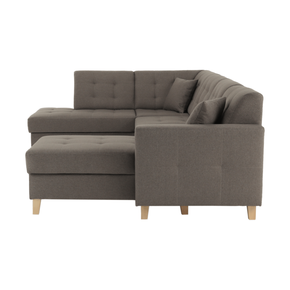 Colţar, material textil gri maroniu TAUPE, model dreapta, BRIDGET
