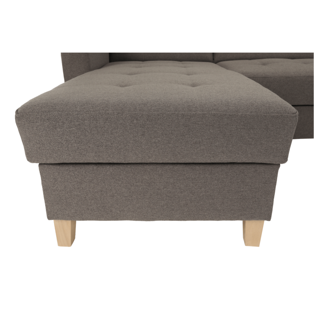 Colţar, material textil gri maroniu TAUPE, model stânga, BRIDGET