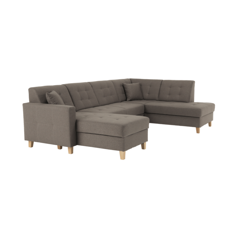Colţar, material textil gri maroniu TAUPE, model stânga, BRIDGET