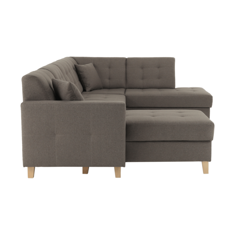 Colţar, material textil gri maroniu TAUPE, model stânga, BRIDGET