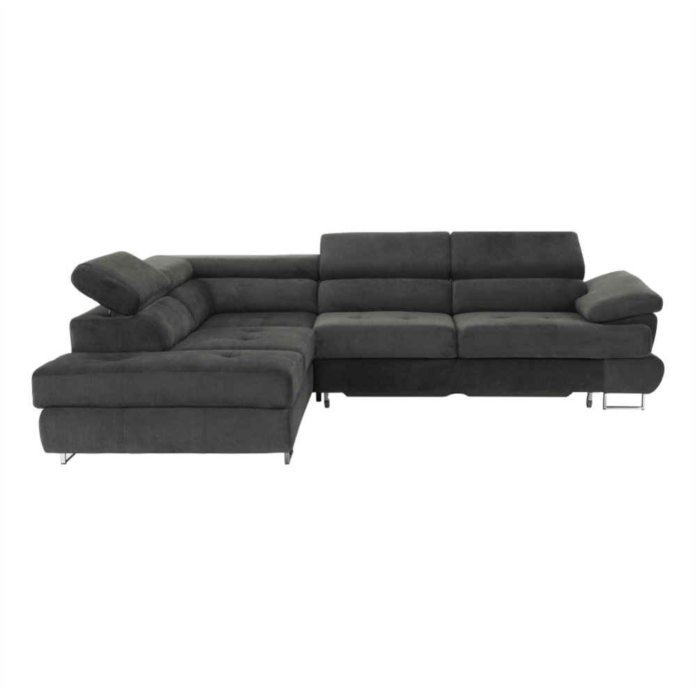 Coltar cu spaţiu pentru depozitare, gri, textil, stânga, BUTON R