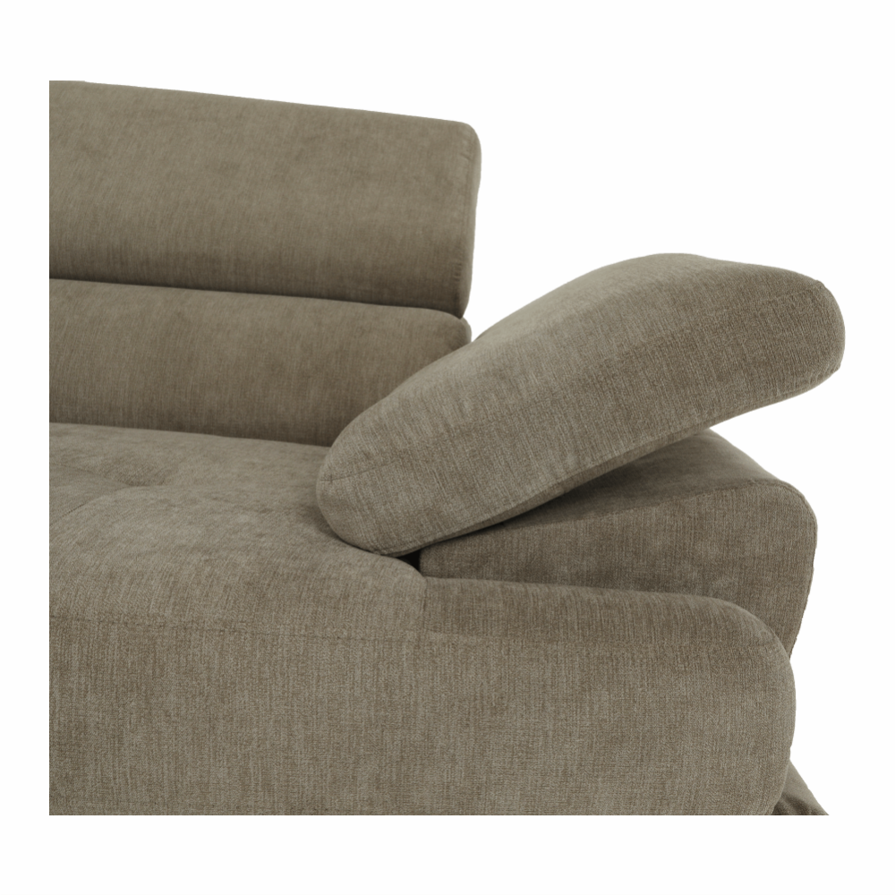 Colţar cu spaţiu de depozitare, maro deschis, material textil, stânga, BUTON R