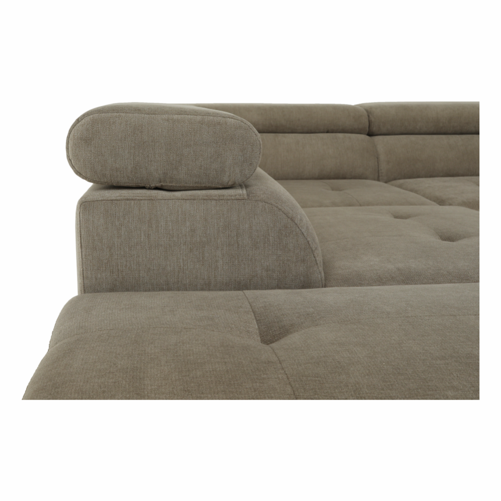 Colţar, material textil melir gri deschis, model stânga, BUTON P